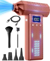 FOXKING 風力120m/s 洗車 ブロワー 300000rpm電動エアダスター 小型ミニブロワー 3段風量調整・ 8000mAh・ 200分連続作業可 充電式ブロアー ２個LEDライト付き 274g軽量 コードレス(ライトレッド)