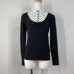 【ミエコウエサコ】ゴルフウェア　シャツ　MUスポーツ　黒　白　40　ストレッチ ニット シャツ 長袖 ドッキング　Y2K　フェアリーグランジ