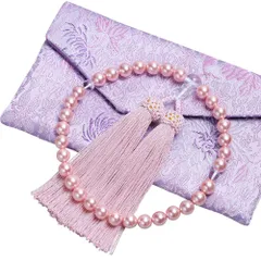 数珠ブレスレット 葬式 手作り念珠 葬儀 じゅず 墓参り 念珠 法事 マグネット式数珠袋付き 念誦 女性用数珠 全ての宗派で使用頂け 貝パール (ピンク貝パール) LEOBEE