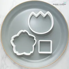 さくらとチューリップの名札のクッキー型3点セット（フレームのみ）