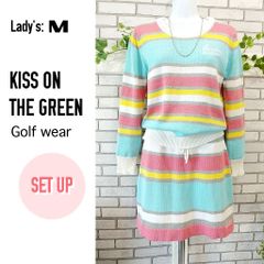 M■ゴルフウエア セットアップ■KISS ON THE GREEN キスオンザグリーン■ニット■パステル・ボーダー