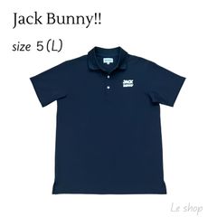 Jack Bunny!! ジャックバニー 半袖ポロシャツ Lサイズ ネイビー  ゴルフウェア メンズ 中古