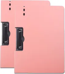 fogman バインダー A4 クリップボード 2つ折り ペンホルダー付 2個セット(ピンク,  横)