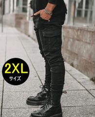 10%OFF  大人気　デニムカーゴパンツ　2XLサイズ 黒　ストレッチジーンズ　ワークパンツ　作業着　バイクパンツ　ペインターパンツ
