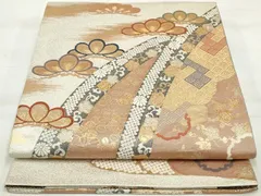 平和屋着物◎両面　六通柄袋帯　吉祥花文　金銀糸　正絹　逸品　DAAQ8642qa