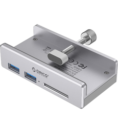 ORICO USB3.0 ハブ 2ポート 5Gbps高速 クリップ式 SDカードリーダーUSBハブ バスパワー アルミHUB パソコンの縁に固定でき 1.5mUSB延長ケーブル付 軽量 シルバー
