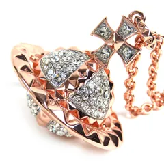 極美品△Vivienne Westwood ヴィヴィアンウエストウッド 63020050-G118-M メイフェア ラージ オーブ ペンダント ラインストーン ネックレス ピンクゴールド 箱・保存袋付き レディース