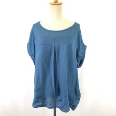 タグ付き新古品★GU【ジーユー】 半袖 ブラウス【レディースXL/青/blue】シースルー/ゆるTブラウス/Tops◆BJ006-g