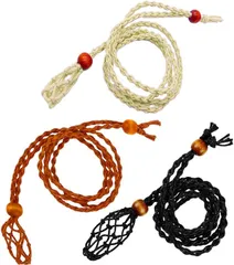 S.fields.inc 石包みペンダントホルダー マクラメ編み ネックレス紐 3本セット 天然石 パワーストーン( 3色セット)