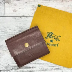 【味わい深いクラシックレザー✨】　IL BISONTE　イルビゾンテ 三つ折り財布 ロゴ型押し コンパクト こげ茶 本革