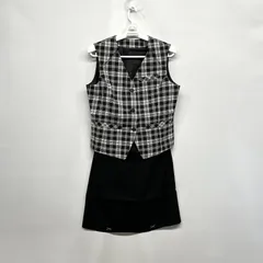 レディーススーツ ベスト スカート 黒 チェック 19号 19AR80 大きいサイズ 事務服☆CTR-66☆