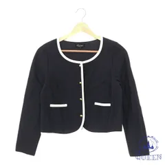 ☆美品☆ Riccimie New York リッチミーニューヨーク アウター ノーカラージャケット ポケット付き おしゃれ 長袖 レディース ネイビー 1 日本製 901-12033 送料無料 古着のサムネイル