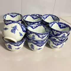 中国美術 清朝染付 山水画 煎茶椀 湯呑 玉銘 古蛍手 玲瓏 五爪龍蝙蝠紋