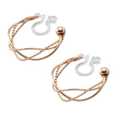 【ピンクゴールド×イヤリング】[Cream dot. クリームドット公式] イヤリング レディース  金属アレルギー ニッケルフリー フープ ドットライン ツイスト 3連 シリコンキャッチ 大人