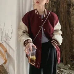 ジャケット アウター 韓国ファッション ブルゾン 羽織り スタジャン フードなし レディース リブ シンプル ベーシック バイカラー くすみカラー 大人可愛い 秋冬 韓国 服