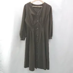 ◇ w closet コ－デュロイ風 ウエストWタック 長袖 ロング丈 ワンピース 表記なし カ－キ系 レディース E  【1402280004737】