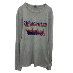 Champion 長袖 プリントTシャツ M グレー チャンピオン プルオーバー バックプリント ロンT ロングTシャツ 古着卸 アメリカ仕入 a703-6739
