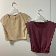 2点セット　ZARAノースリーブトップスベージュ【新品未使用】薄いあずき【未使用】S