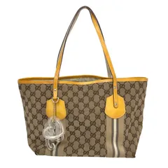 GUCCI グッチ シェリーライン 211971 トートバッグ GGキャンバス ブラウン・イエロー レディース 【中古】