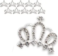 HWY. 王冠 パーツ 10個セット シルバー 大きい ネイルパーツ ハンドメイド クラフト用 派手(シルバー,  XS)