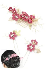髪飾り ヘアアクセサリー ヘアピン フラワー 3点セット 発表会 結婚式 七五三