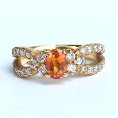 タンザニアガーネット　0.65ct   ダイヤモンド  0.54ct  18金　12号　新品　宝石店ストック　定価¥237.600 大きな宝石　ダイヤモンドいっぱい
