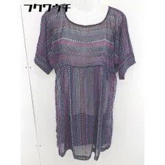 ◇ NATURAL BEAUTY BASIC 総柄 五分袖 膝丈 ワンピース サイズM ネイビー マルチ レディース  【1110110007161】