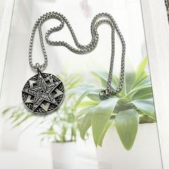 【 新品 送料無料 】T91 メンズネックレス ロール チェーン 55cm ステンレス ネックレス メンズ シルバー ネックレス 五角形