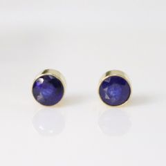 14KGF ブルーサファイア 4mm 天然石 ベゼル ピアス