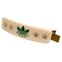 グッチ GUCCI ×アディダス adidas バレッタ ヘアクリップ ヘアアクセサリー 髪留め ロゴ ストーン スタッズ 白 ホワイトのサムネイル