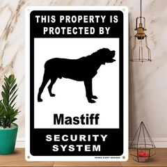 雑貨【Mastiff/マスティフ】  Dog ドッグ  犬    メタルポスタ―　Security  セキュリティー 警告  ヤードサイン メタルプレート  ブリキ看板  -152