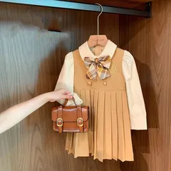 入学式 スーツ 女の子 子供服 ワンピース スーツ 卒業式スーツ フォーマルスーツ 子供スーツ キッズスーツ JK制服 長袖 春秋 重ね着風 小学生 フェイクレイヤード 90cm 100cm 110cm 120cm 130cm 140cmxiaokb55