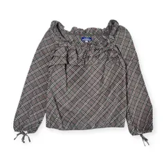 BURBERRY LONDON BLUE LABEL バーバリー ノバチェック フリル 長袖ブラウス シャツ 38/グレー系 レディース