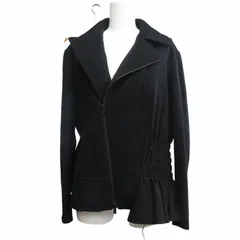 ヨウジヤマモト ファム YOHJI YAMAMOTO FEMME 23AW アシンメトリーメルトンジャケット ウール 2WAY ブルゾン ダブルジップ ライダース 黒 ブラック 2 FJ-J68-102 0223のサムネイル