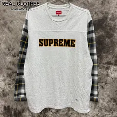 Supreme/シュプリーム【21AW】Plaid Sleeve L/S Tee/プレイド 長袖Tシャツ/アッシュグレー/XL
