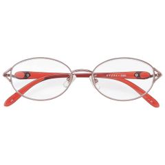 メイガン 老眼鏡 中間度数 強度数あり 女性 レディース 掛け心地良い プラ テンプル 疲れにくい 非球面レンズ採用 レッド 度数 5.00 4380-50