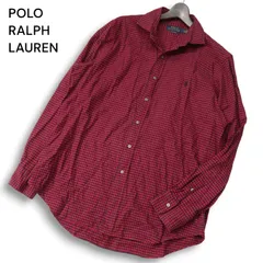 POLO RALPH LAUREN ポロ ラルフローレン 通年 CLASSIC FIT 刺繍★ 長袖 ギンガムチェック シャツ Sz.L　メンズ 赤