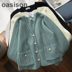 ニットカーディガン レディース 秋冬 長袖ニットトップス コーディガン vネック ショット丈カーディガン ゆったり 無地セーター アウター 可愛い オシャレ