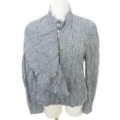 エンポリオアルマーニ EMPORIO ARMANI フリル ジャケット 長袖 チェック 袖 ファスナー 38 M相当 青系マルチカラー ■GY24 レディースのサムネイル