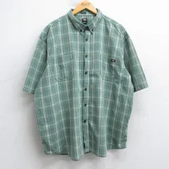 XL/古着 ディッキーズ Dickies 半袖 シャツ メンズ 大きいサイズ ボタンダウン 緑他 グリーン チェック 25aug06 中古 トップス