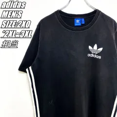 【US古着】adidas　アディダス　トレイフォル　ワンポイントプリントTシャツ　メンズ　サイズ表記2XO　2XL~3XL相当　ブラック×ホワイト