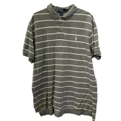 POLO RALPH LAUREN 半袖 ボーダー ポロシャツ 2XL グレー ポロラルフローレン 鹿子 古着卸 アメリカ仕入 a707-5503