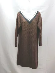 ◇ URBAN RESEARCH Sonny Label ニット生地 Vネック ロング丈 ワンピース サイズF ブラウン レディース E  【1303160005663】