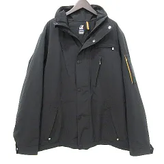 エンジニアードガーメンツ Engineered Garments × K-WAY 美品 ジャケット IBO58 K3112LW FIELDIE EG USY in ITALY ダブルジップ ジップポケット ウエストドロスト フード収納 M 黒 ブラックのサムネイル