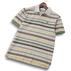 AIGLE エーグル 春夏 ロゴ刺繍★ 半袖 鹿の子 ボーダー ポロシャツ Sz.S メンズ グレー アウトドア