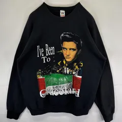 古着 90's/90年代 フルーツオブザルーム FRUIT OF THE LOOM USA製 スウェット バンド プリント ELVIS PRESLEX XXL  ブラック メンズ