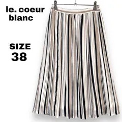 ルクールブラン 美品 ロングスカート ストライプ プリーツ シアー ベージュ系