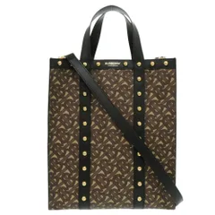 美品 バーバリー TB スモール 8025068 PVCコーティングキャンバス ブラウン トートバッグ 2way ハンドバッグ 1291 BURBERRY