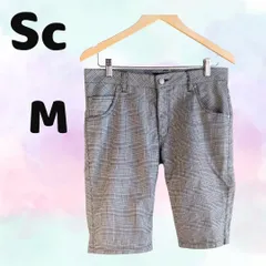 a268 【 Sc 】ハーフパンツ (M) チェック柄 白 ホワイト 黒 ブラックモノクロ モノトーン カジュアル レギンス ･ タイツ ･ トレンカ とGood✨️