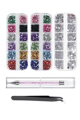 DIY 服装使用 デコ用 ネイル 3個ケース入り アクリルラインストーン 12色